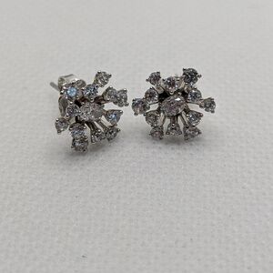 Elegant Silver Floral Stud Earrings